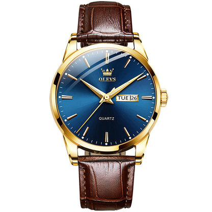 HOTOLEVS Men's Simple Watch with Day and Date, Stainless Steel Analog Quartz Watches for Men, Classic Luminous Hands Men's Dress Watches, Black/White/Blue Dial