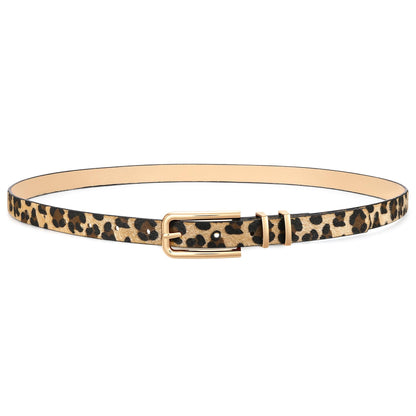HOTJASGOOD Women's Skinny PU Leather Belt Thin Waist Belt with Gold Buckle for Jeans Pants Dresses 0.7