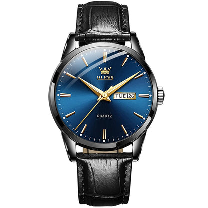 HOTOLEVS Men's Simple Watch with Day and Date, Stainless Steel Analog Quartz Watches for Men, Classic Luminous Hands Men's Dress Watches, Black/White/Blue Dial