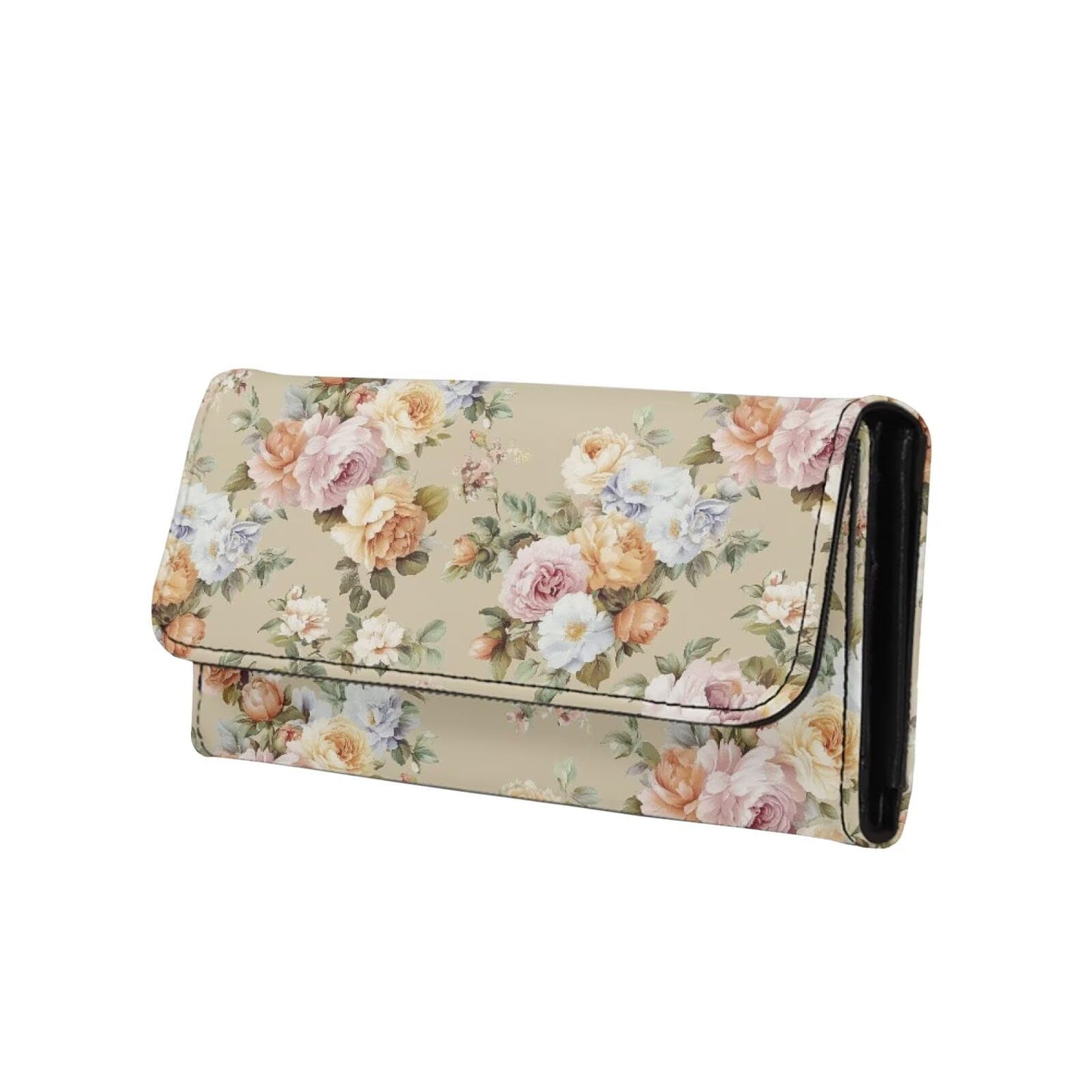 HOTLotus Mandala Women PU Leather Tri-fold Wallets Black And White Sketch Flower Zipper Pocket Buckle Money Manager Starry Sky Tall Billfold Secretary Cash Wallet