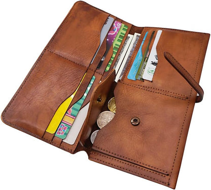 HOTWallets for Women Genuine Leather Card Organizer Dip Dye Coin Purse Ladies Ultrathin Wallets