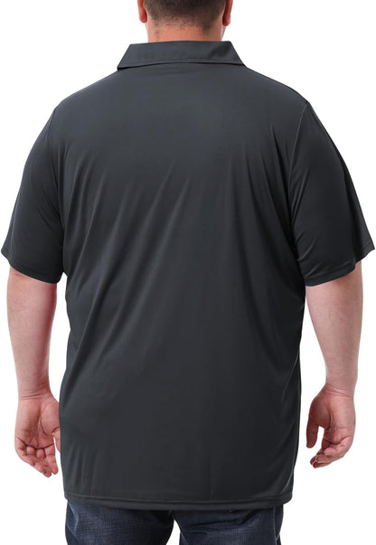 HOTIdtswch Men's Big and Tall Polo Shirts UPF 50+ Casual Work Quick Dry Short Sleeve Collared Golf Shirt（XL-8XL）