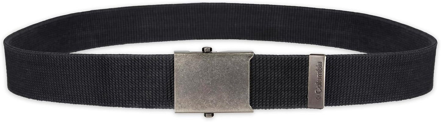HOTColumbia Men's Military Plaque Buckle Fabric Belt- One Size 42" Length - Everyday and Outdoor Wear