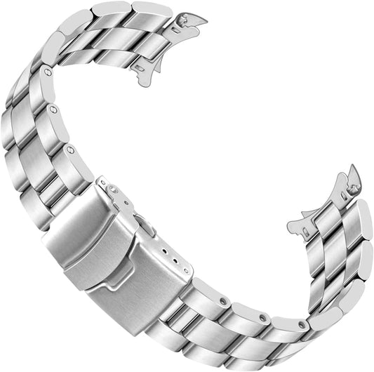 HOTJuntan Stainless Steel Curved Solid End Tapered Watch Band, 18mm 20mm 21mm 22mm Watch Bands Metal Watch Strap Bracelet Replacement Deployment Double Buckle Silver Black Silver Gold
