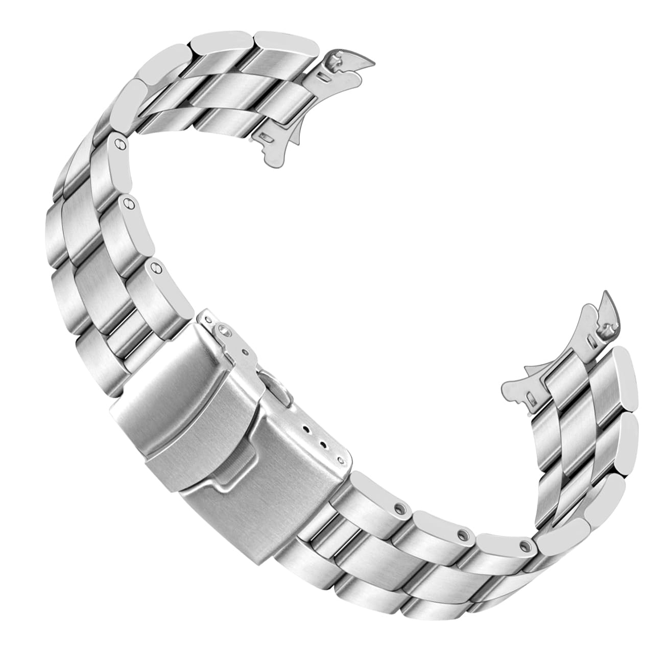 HOTJuntan Stainless Steel Curved Solid End Tapered Watch Band, 18mm 20mm 21mm 22mm Watch Bands Metal Watch Strap Bracelet Replacement Deployment Double Buckle Silver Black Silver Gold