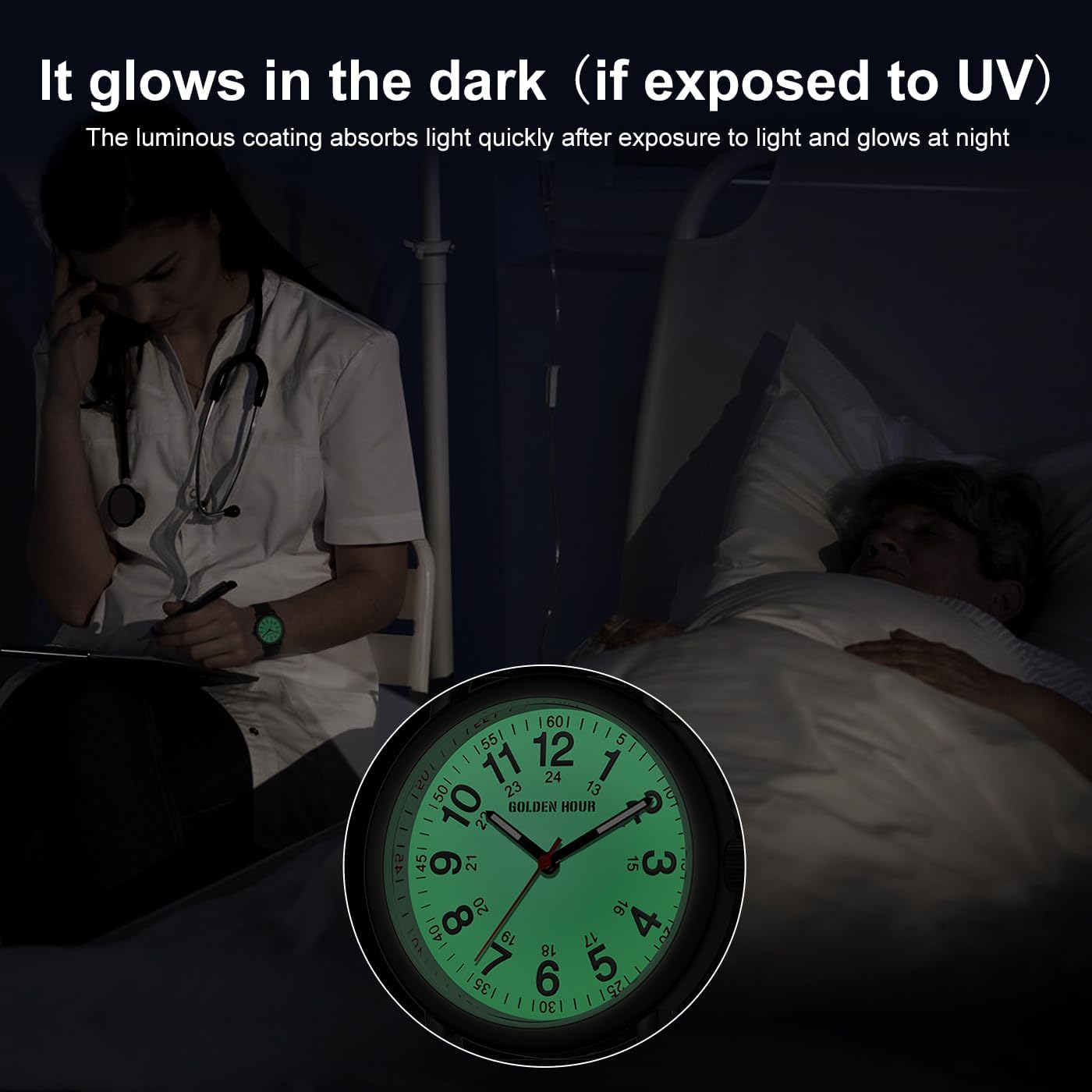 HOTGOLDEN HOUR Waterproof Nurse Watch for Medical Professionals, Students Women Men - Military Time Luminouse Easy Read Dial, 24 Hour with Second Hand, Colorful Silicone Band
