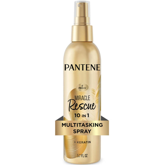 HOTPantene Miracle Rescue 10in1 Multitasking Spray - Heat Protection, Detangles, Repairs Damaged, Dry Hair, Improves Shine, Leave-In Conditioning Treatment with Keratin and Pro-Vitamin B5, 5.7 oz