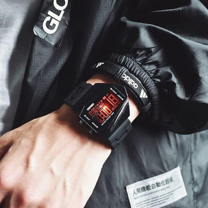 HOTGosasa Men Sports Military Watches Digital Airplane Shaped LED Light Waterproof Watches
