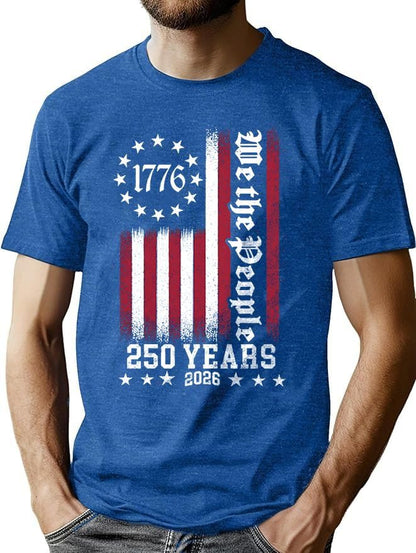 HOT250th Anniversary Shirts for Men 4th of July Shirt America Flag Patriotic Graphic Independence Day Casual Tops