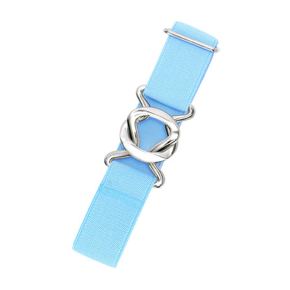 HOTJASGOOD Women No Show Stretch Belt Adjustable Elastic Web Belt with Flat Buckle for Jeans Pants Casual Belts
