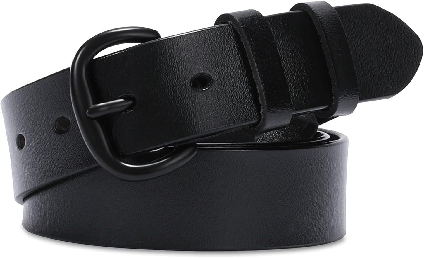 HOTWHIPPY Women Leather Belt for Jeans Pants Dresses Black Ladies Waist Belt with Pin Buckle