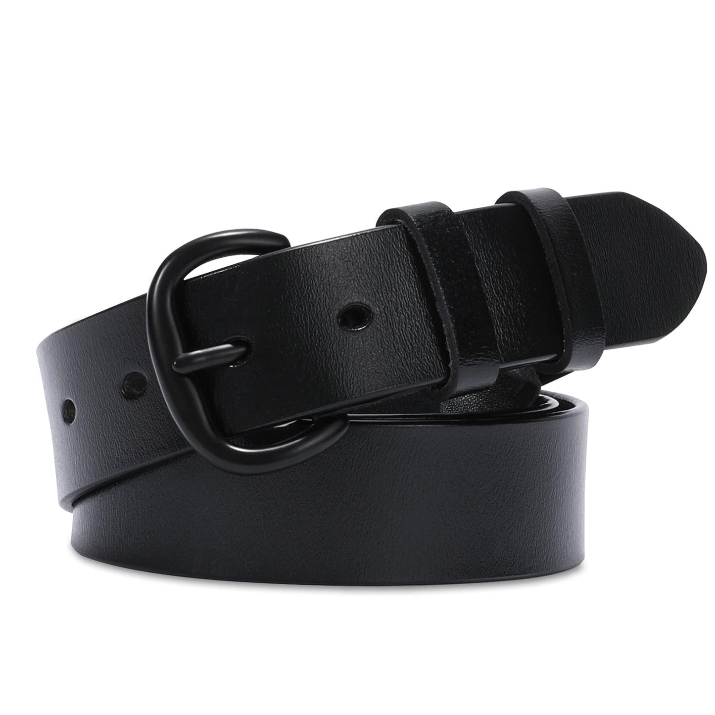 HOTWHIPPY Women Leather Belt for Jeans Pants Dresses Black Ladies Waist Belt with Pin Buckle