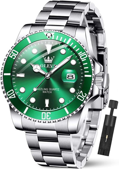 HOTOLEVS Luxury Watches for Men Big Stainless Steel Waterproof Analog Quartz