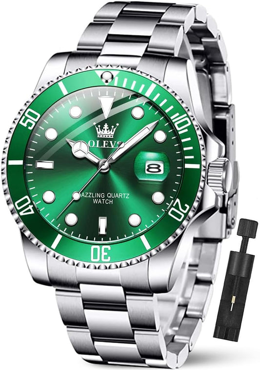 HOTOLEVS Luxury Watches for Men Big Stainless Steel Waterproof Analog Quartz