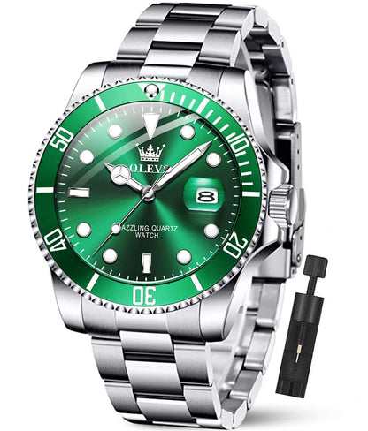 HOTOLEVS Luxury Watches for Men Big Stainless Steel Waterproof Analog Quartz