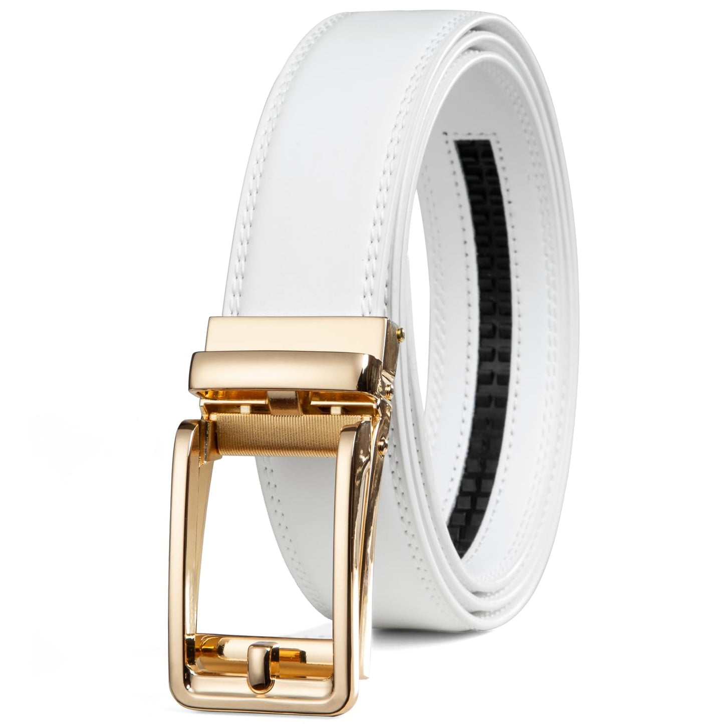 HOTFounders & C Men's Leather Ratchet Comfort Click Belt Dress with Slide Buckle -Adjustable Trim to Fit