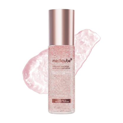 HOTmedicube Jelly Mist Serum with Pink PDRN Collagen, 2.02 fl.oz | Dual-Texture Glow Spray with Niacinamide, Glutathione, Hyaluronic Acid, Ceramide - Hydration, Radiance, Plump-Looking Skin
