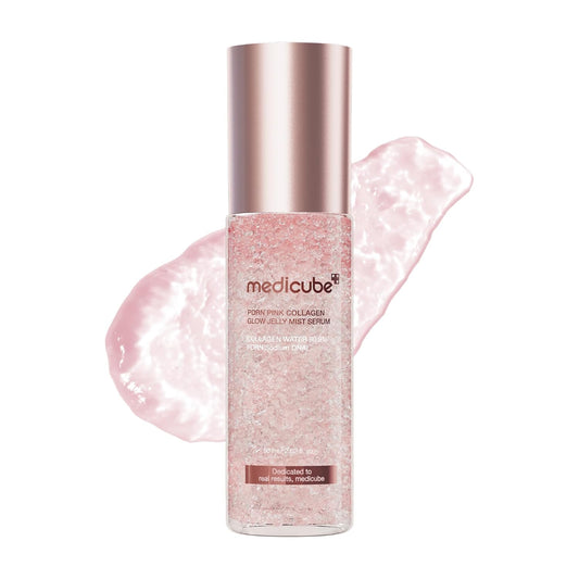 HOTmedicube Jelly Mist Serum with Pink PDRN Collagen, 2.02 fl.oz | Dual-Texture Glow Spray with Niacinamide, Glutathione, Hyaluronic Acid, Ceramide - Hydration, Radiance, Plump-Looking Skin