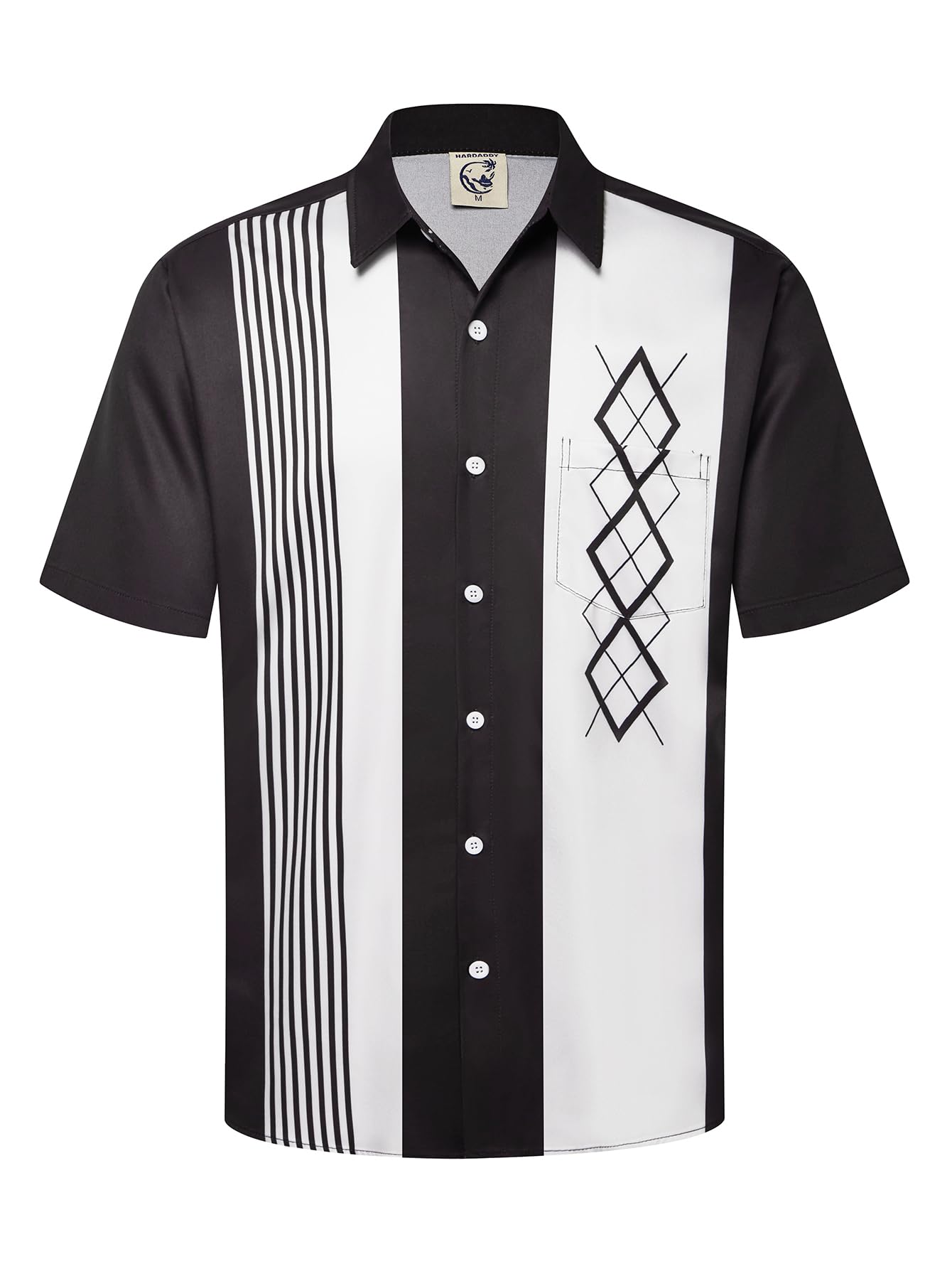 HOTHardaddy Men's Vintage Bowling Shirt Short Sleeve Button Down Hawaiian Summer Beach Printed Casual Shirts