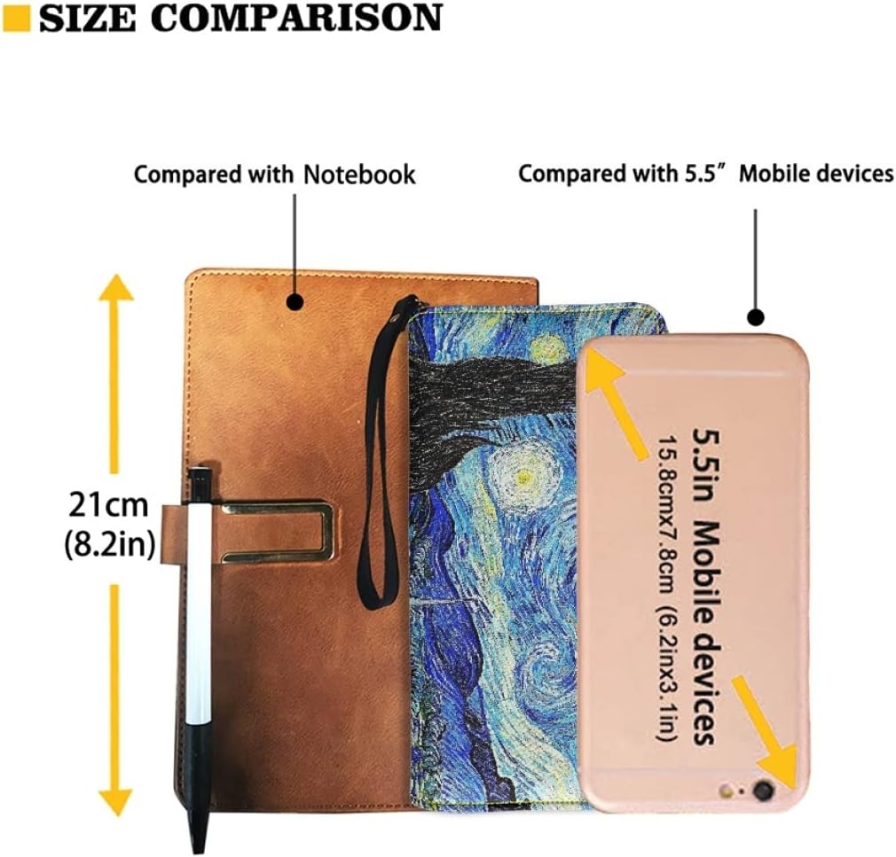 HOTGLUDEAR Art Paint Oil Painting Long Wallet for Womens Mens PU Leather Metal Zip RFID Wallet Clutch Purse,The Starry Night,OneSize