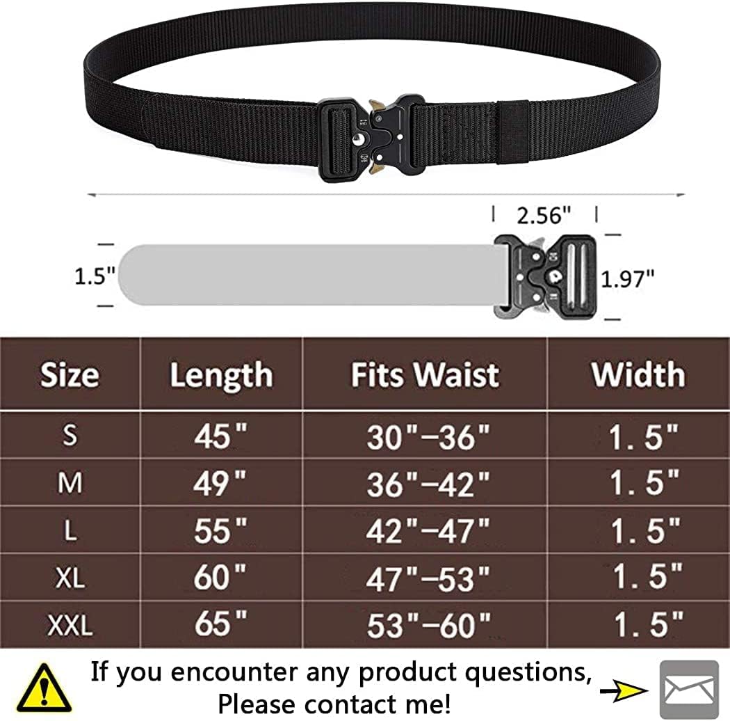 HOTMOZETO Tactical Belts for Men Military Style Work Hiking Riggers Web Gun Belt with Heavy Duty Quick Release Metal Buckle