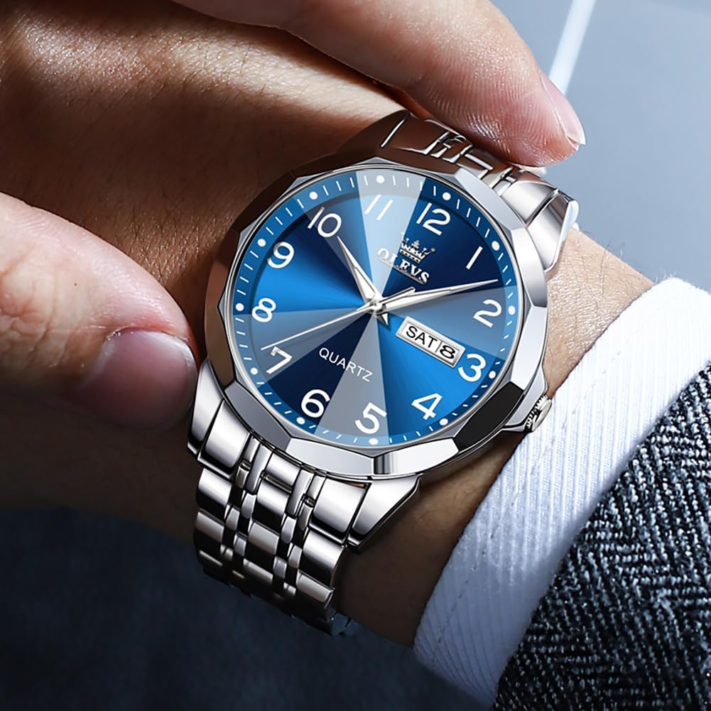 HOTOLEVS Watch for Men Simple Business Dress Analog Stainless Steel Waterproof Luminous Date Easy Read Men Wrsit Watch