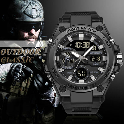 HOTKXAITO Men's Watches Sports Outdoor Waterproof Military Watch Date Multi Function Tactics LED Alarm Stopwatch