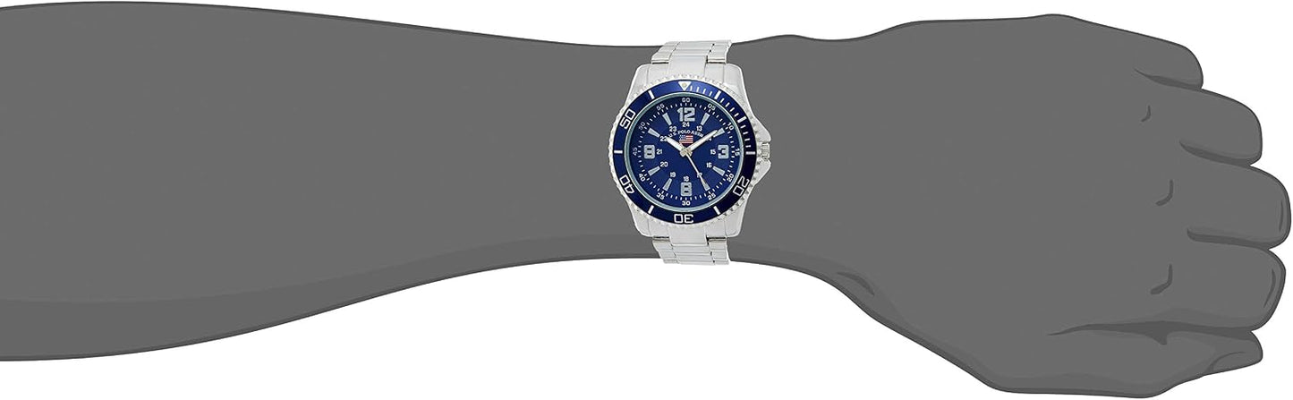 HOTU.S. Polo Assn. Men’s Stainless Steel Analog Watch with Blue Dial, Luminous Hands, Fixed Bezel, Removable Link Bracelet, Classic Sport Design, Fits Wrist Sizes 5.5" to 8" Adjustable