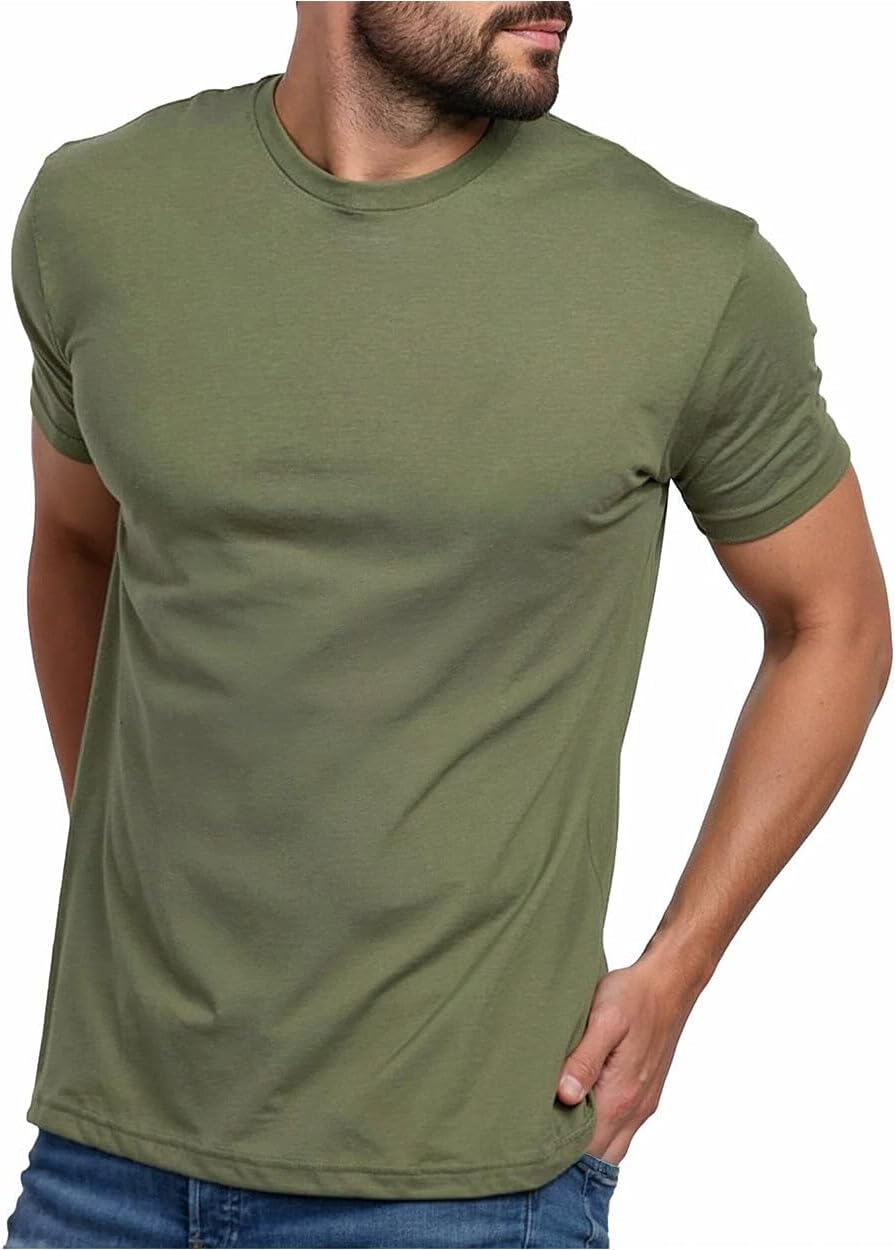 HOTMens T Shirts Soft Cotton Crew Neck Athletic Fit Casual Tees S-4XL | Soft cotton blend casual tee shirts with 4-way stretch - tag-free athletic fit for gym, work & casual wear. A go-to gift.
