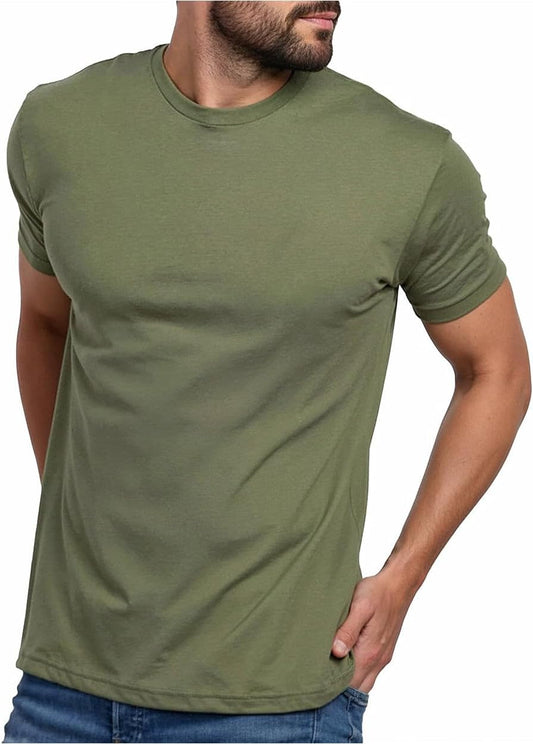 HOTMens T Shirts Soft Cotton Crew Neck Athletic Fit Casual Tees S-4XL | Soft cotton blend casual tee shirts with 4-way stretch - tag-free athletic fit for gym, work & casual wear. A go-to gift.