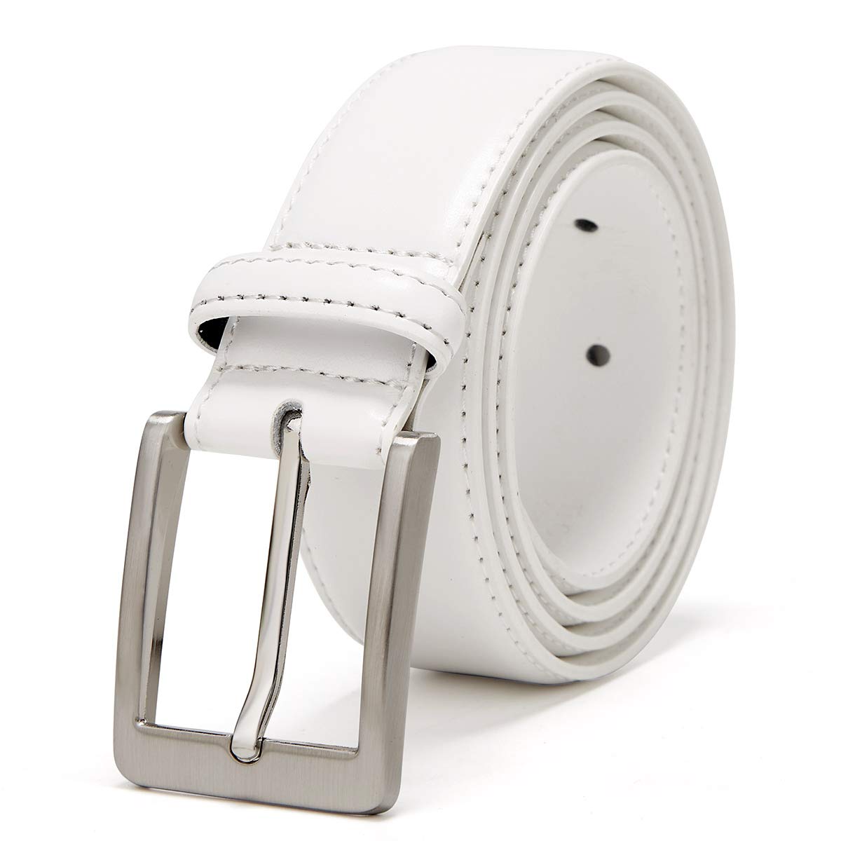 HOTXOUXOU Men's Casual Leather Jeans Belts Classic Work Business Dress Belt with Prong Buckle for Men