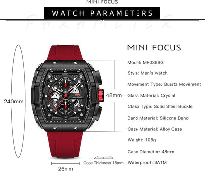 HOTMini Focus Men's Watch Fashion Sport Wrist Watches (Chronograph/Waterproof/Luminous/Calendar) Silicon Strap Quartz Watches for Men