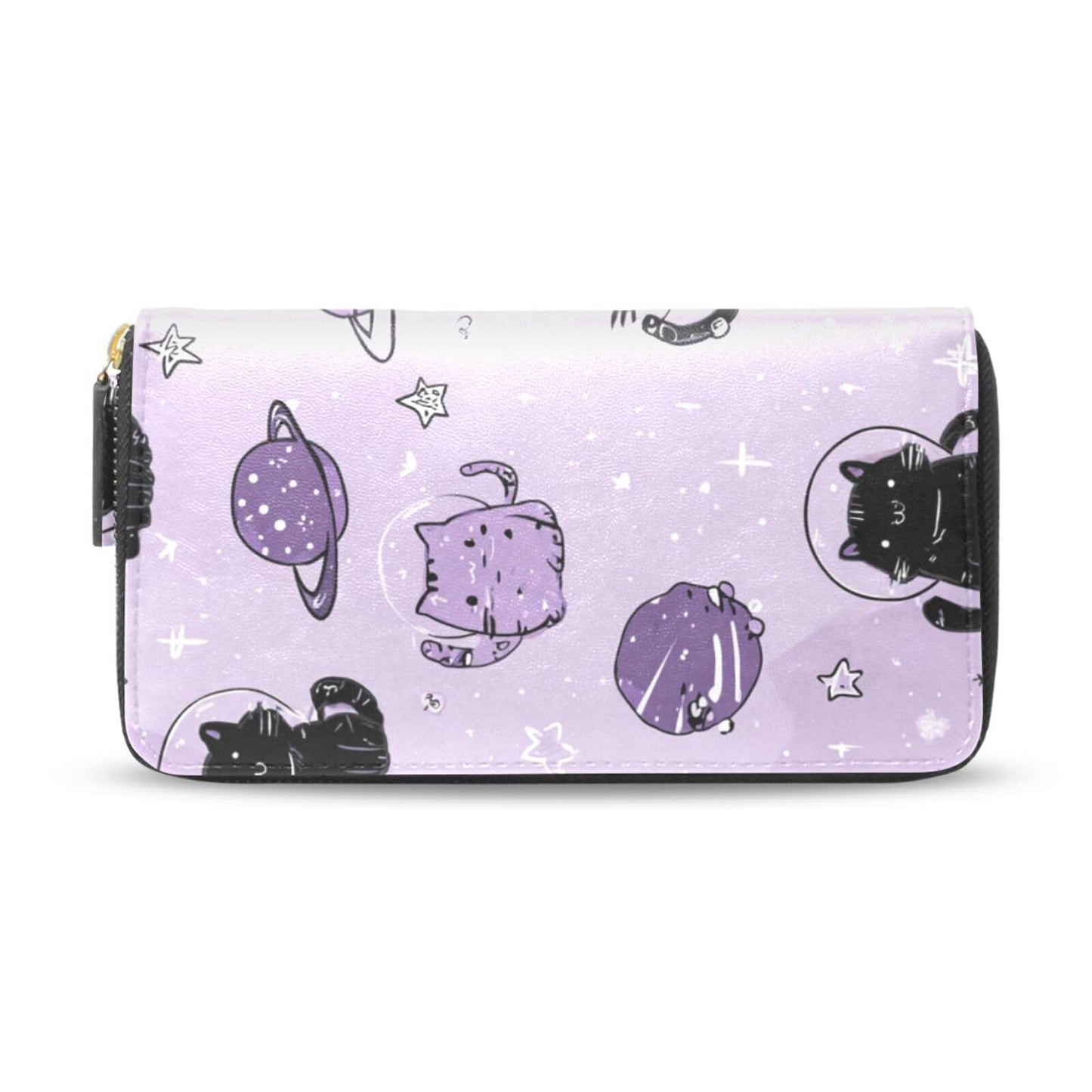 HOTWomens Long Leather Wallet Zip Around Clutch Purse Large Capacity Card Holder Organizer Pink Grid Roses