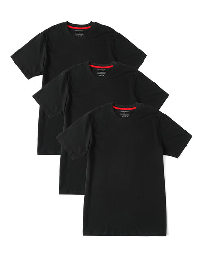 HOTComfneat Men's 3-Pack Lightweight T-Shirts Cotton Crew Neck Regular Fit Solid Tee