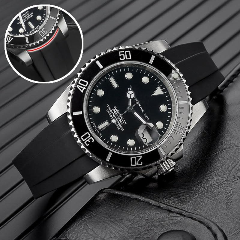 HOT20mm Watch Band for Rolex Rubber Strap 20mm for Men & Women Watches-Replacement Curved Lug End Watch Strap Colors:Black, Blue,Green 20mm 21mm 22mm