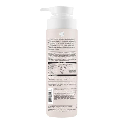 HOTNaturium The Smoother Glycolic Acid Exfoliating Body Wash, Soft & Smoothing Cleanser, 16.9 oz