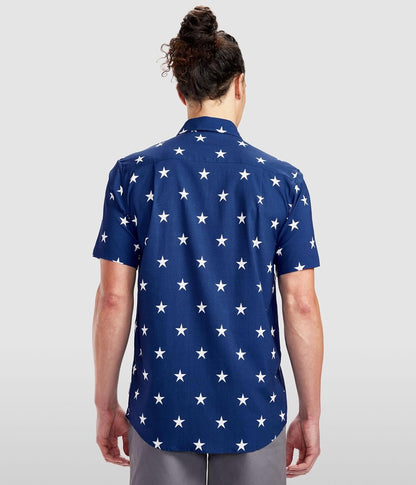 HOTTipsy Elves Patriotic Shirts for Men - USA Short Sleeve Button Up American Flag Shirts for Men for 4th of July