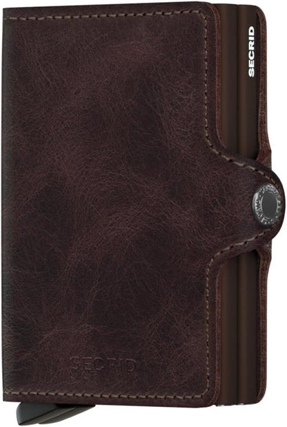 HOTSecrid Twin Wallet, Vintage Chocolate, Genuine Leather with RFID Protecton, Holds up to 16 Cards