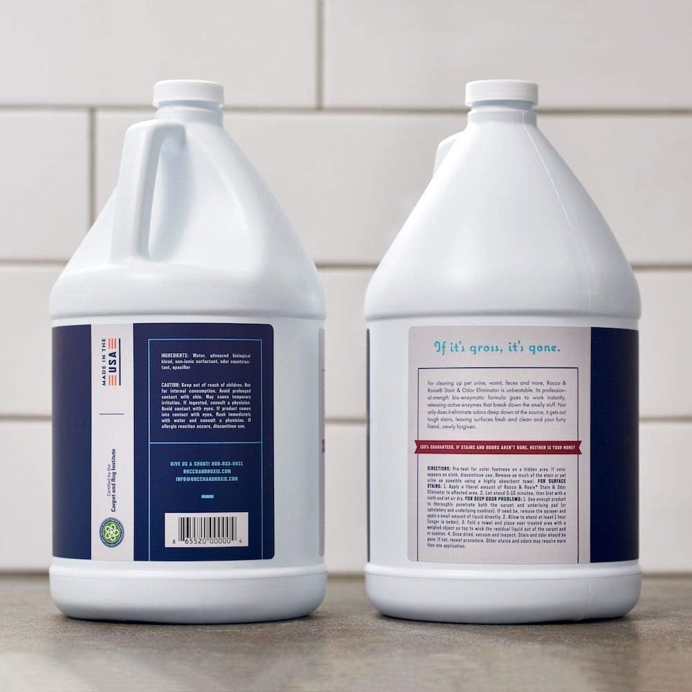 HOTRocco & Roxie Supply Co. Stain & Strong Odor Eliminator, Enzyme Cleaner, Pet Odor Eliminator for Home - Carpet Stain Remover for Cats & Dog Pee - Urine Destroyer - Carpet Cleaner Spray, 1-Gallon