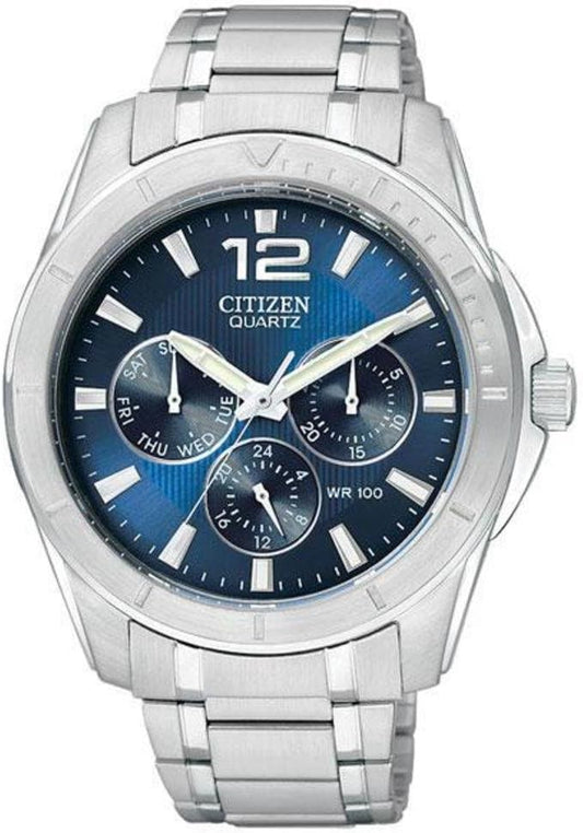 HOTCitizen Quartz Mens Watch, Stainless Steel, Classic, Silver-Tone (Model: AG8300-52L)