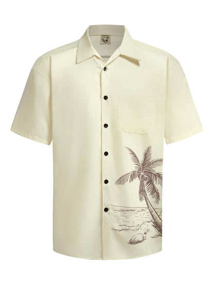 HOTHardaddy Men's Hawaiian Shirt Short Sleeves Coconut Printed Button Down Summer Beach Casual Shirts