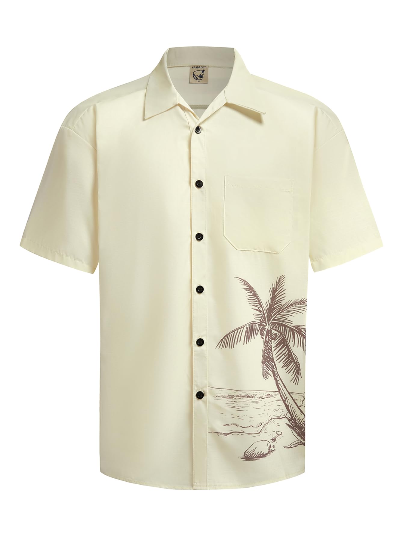 HOTHardaddy Men's Hawaiian Shirt Short Sleeves Coconut Printed Button Down Summer Beach Casual Shirts