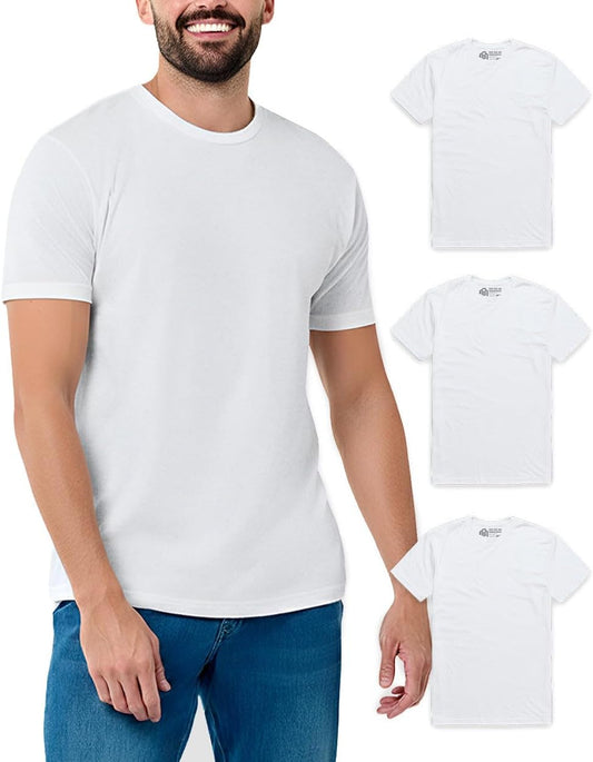 HOTMens T Shirts Soft Cotton Crew Neck Athletic Fit Casual Tees S-4XL | Soft cotton blend casual tee shirts with 4-way stretch - tag-free athletic fit for gym, work & casual wear. A go-to gift.