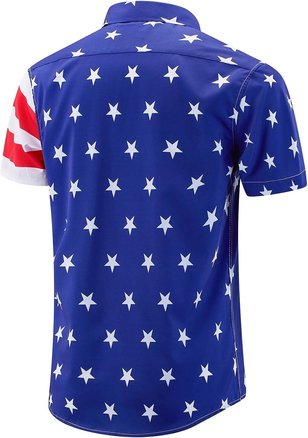 HOTENVMENST Men's American Flag Button Down Shirts Casual Short Sleeve Patriotic Hawaiian Shirt