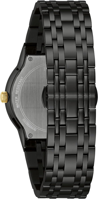 HOTBulova Men's Modern Gold Tone Stainless Steel 3-Hand Calendar Date Quartz Watch, Diamond Dial
