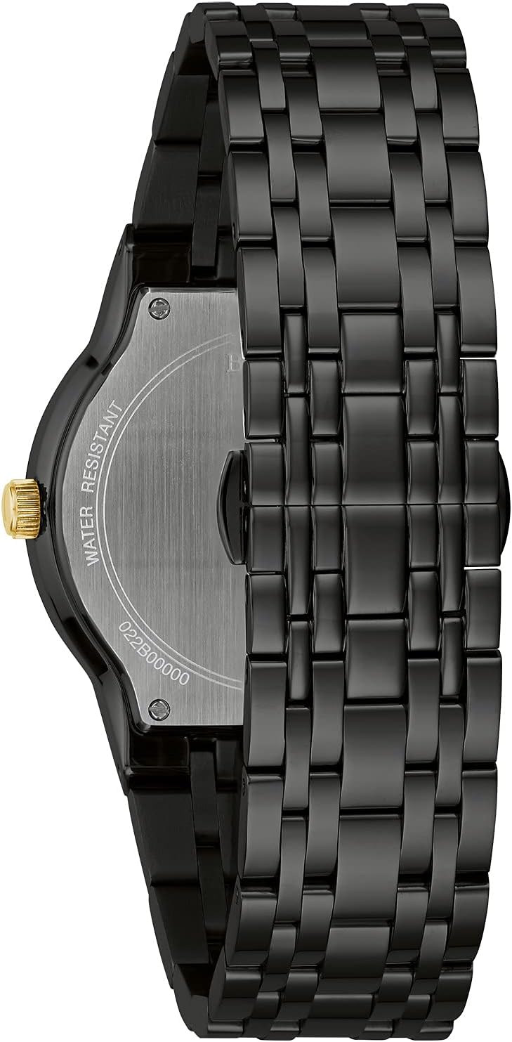 HOTBulova Men's Modern Gold Tone Stainless Steel 3-Hand Calendar Date Quartz Watch, Diamond Dial
