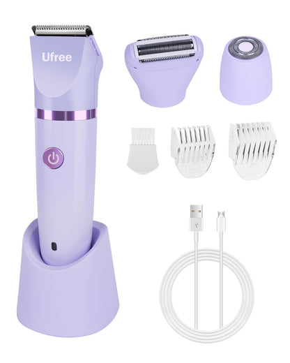 HOTUfree Bikini Trimmer Electric Razors for Women, Ceramic Blade Body Hair Trimmer, IPX7 Waterproof Rechargeable Lady Shaver, Personal Groomer for Legs & Pubic Hair, Gifts for Women, Purple