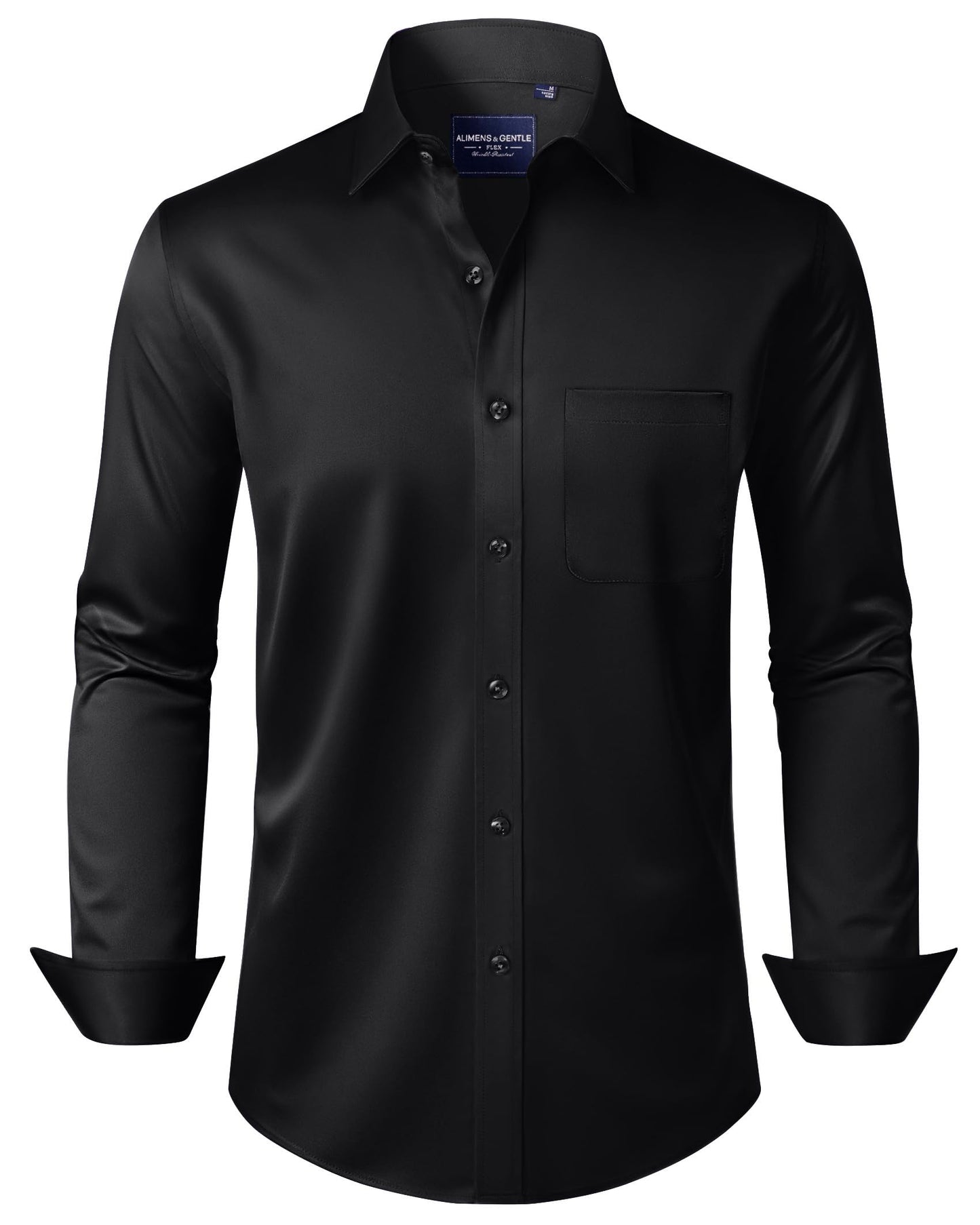 HOTAlimens & Gentle Men's Dress Shirts Long Sleeve Wrinkle-Free Stretch Shirts Solid Formal Button Down Shirt with Pocket