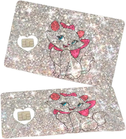 HOTExotixCard The Original Ultra Bling Reflective Card Sticker Debit -Credit Skin Shiny Removable Cover Especially Bright, Protecting No Bubble, Slim, Waterproof Card Cover (Big Cat) (Cat Sexy Pink Girl)