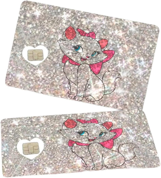 HOTExotixCard The Original Ultra Bling Reflective Card Sticker Debit -Credit Skin Shiny Removable Cover Especially Bright, Protecting No Bubble, Slim, Waterproof Card Cover (Big Cat) (Cat Sexy Pink Girl)